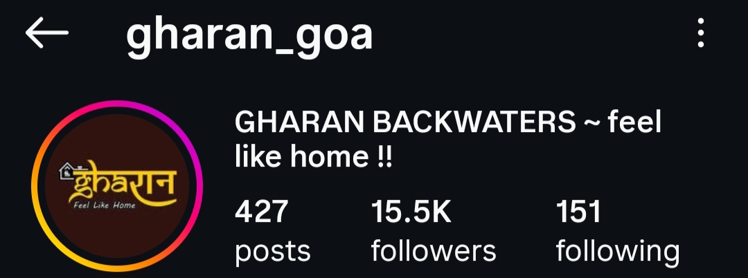 Gharan Goa Growth Proof - 15.5K Followers
